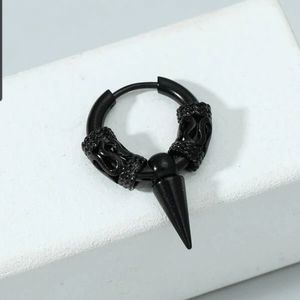 One Piece Black Tribal Spike Hoop Stainless Steel